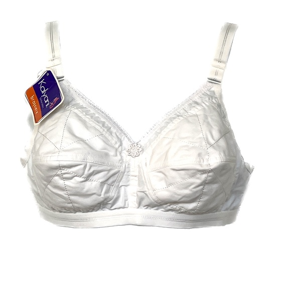 Bra Kalyani Damini 34B White Cotton Lace Wireless Full Coverage - Picture 1 of 8